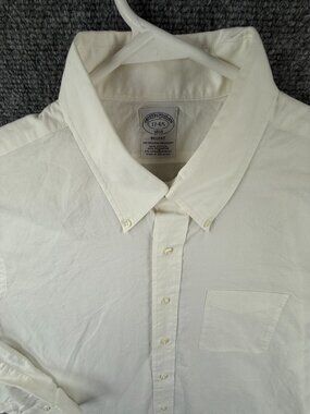 Brooks Brothers Stretch Performance 17 34/35 Regent White Long Sleeve Button Up